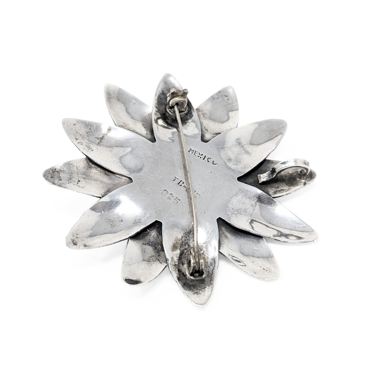 Vintage Sterling Turquoise Flower Pendant/Brooch