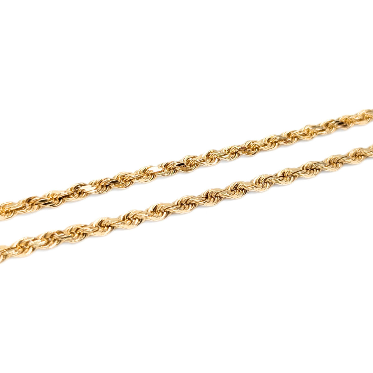 13K Gold Solid Diamond Cut 24" Rope Chain Necklace