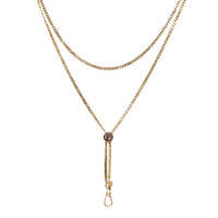 12K Gold Edwardian 56” Pearl Slide Lariat Ladies Pocket Watch Pendant Chain