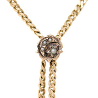 12K Gold Edwardian 56” Pearl Slide Lariat Ladies Pocket Watch Pendant Chain