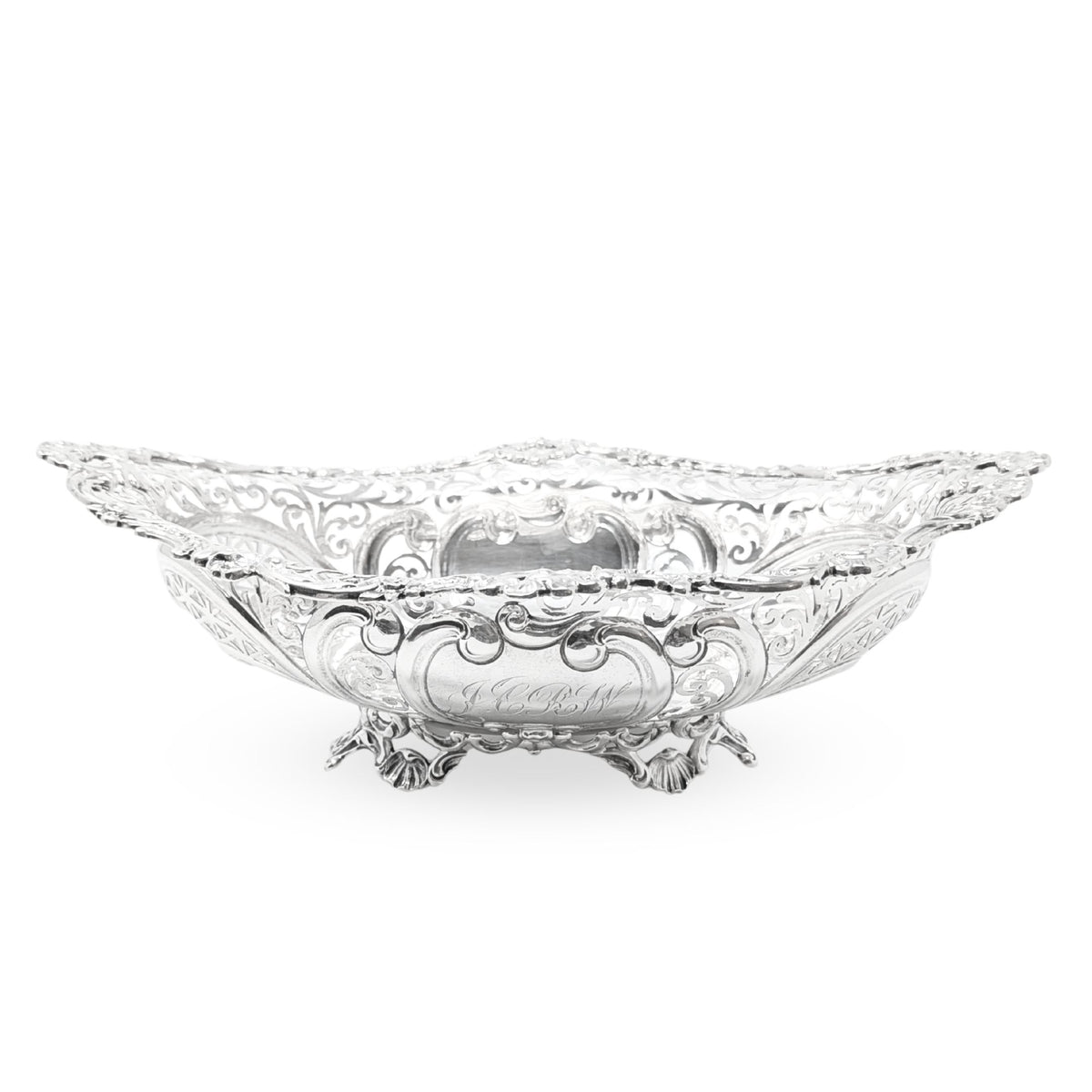 Howard & Co. Sterling Silver Victorian Monogrammed Bread Basket