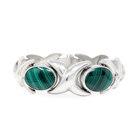 Inger K Native American Modernist Sterling Malachite Bracelet & Earrings
