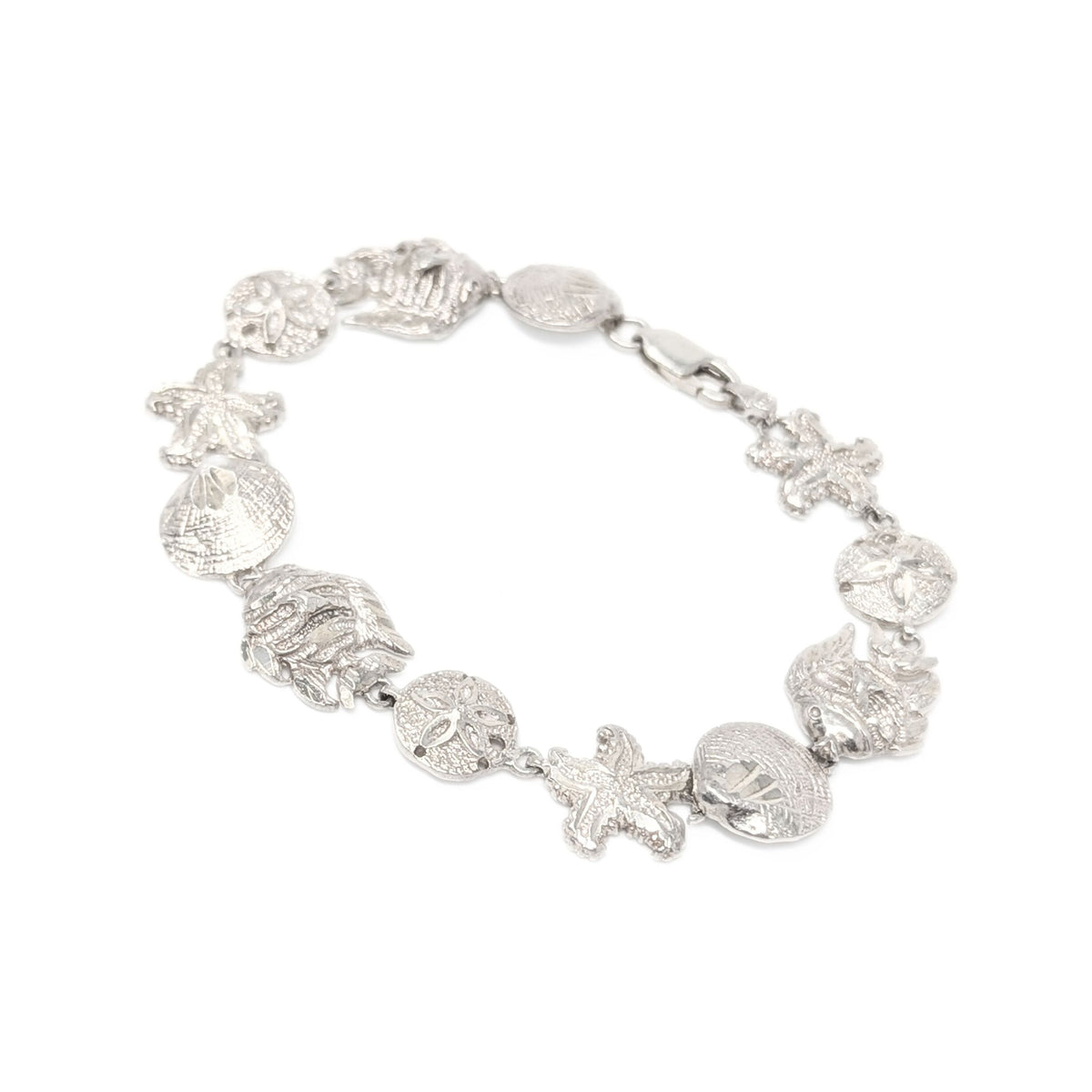 Sterling Silver Diamond Cut Sea-Life Bracelet