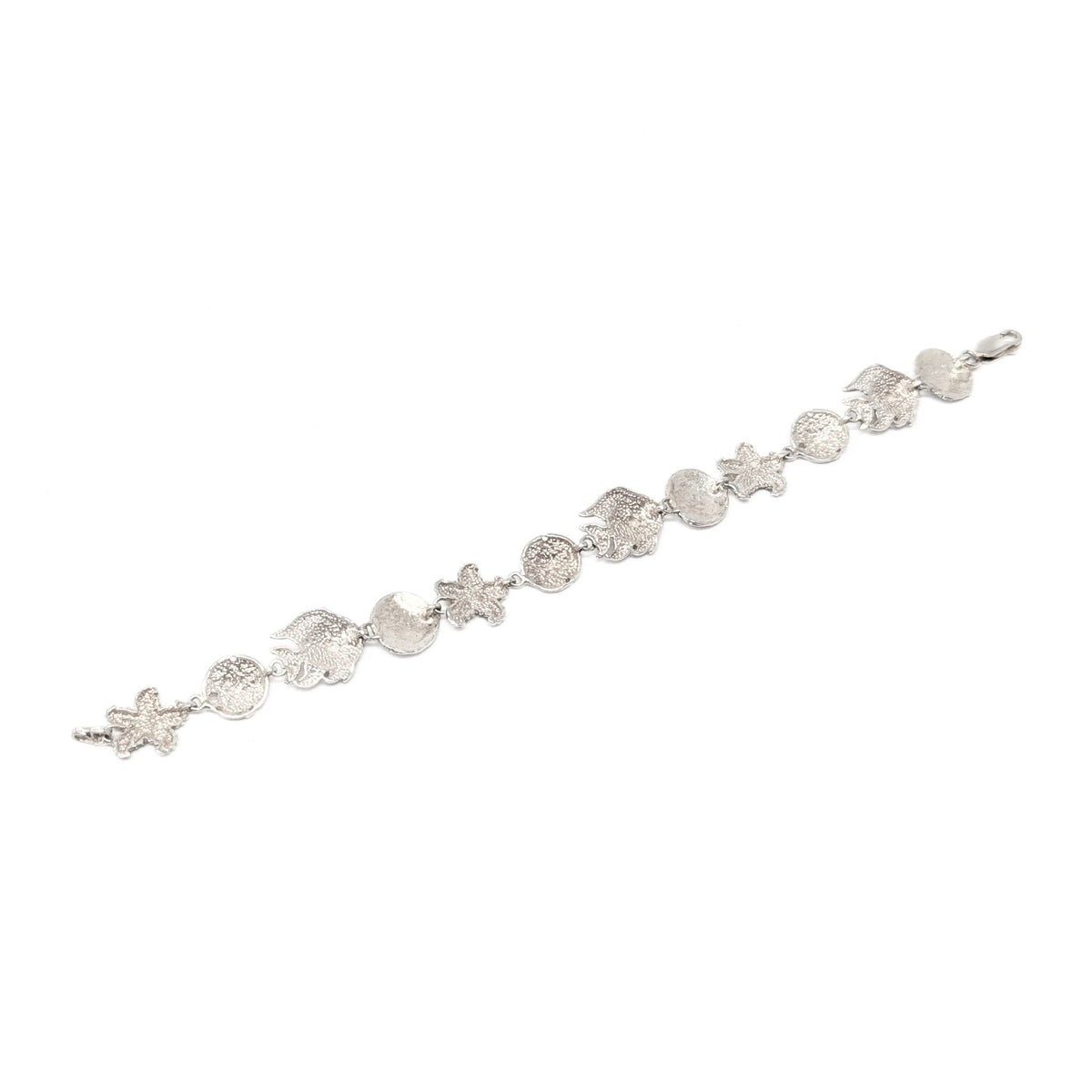Sterling Silver Diamond Cut Sea-Life Bracelet