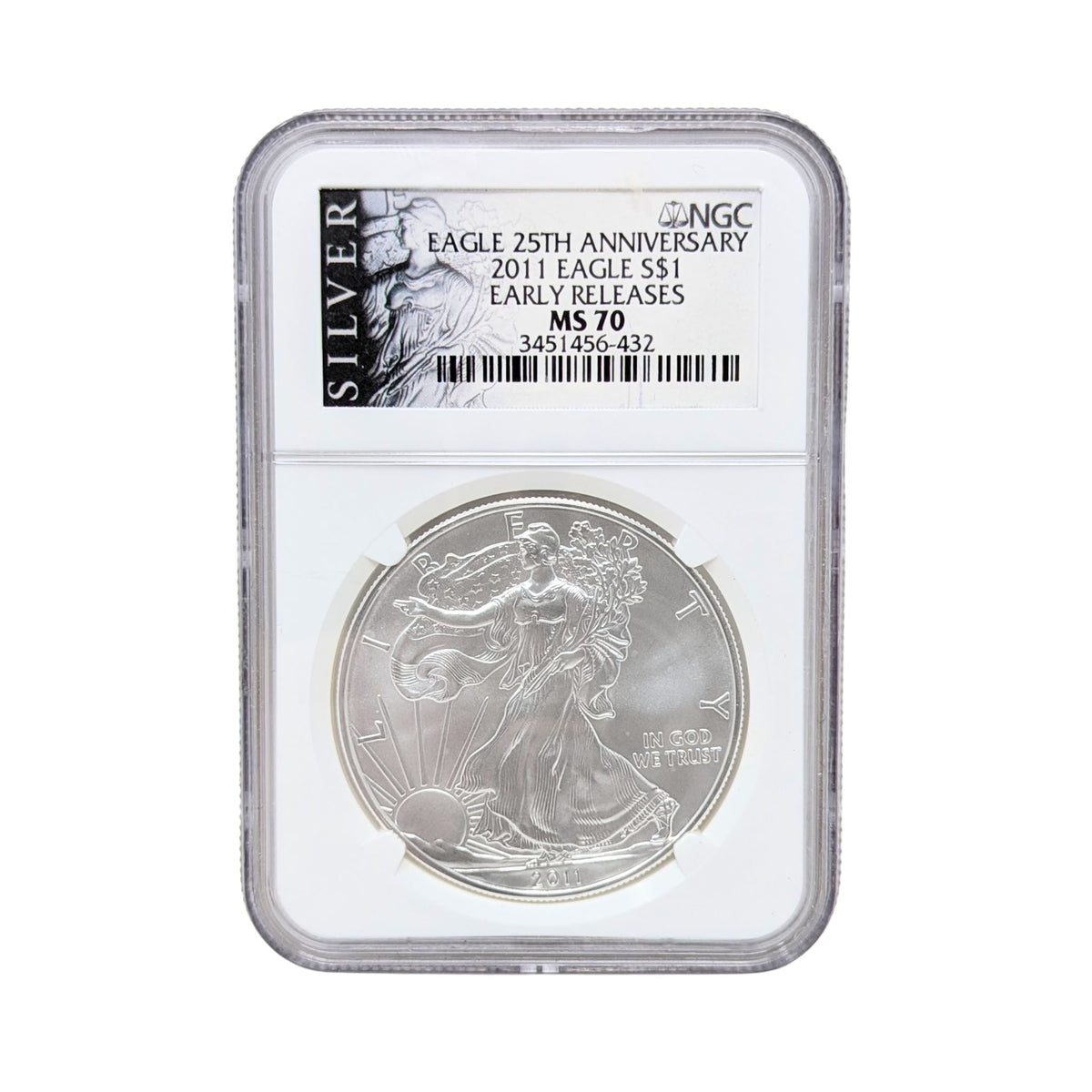 2011 NGC MS70 Early Release 25th Anniversary Label Silver Eagle