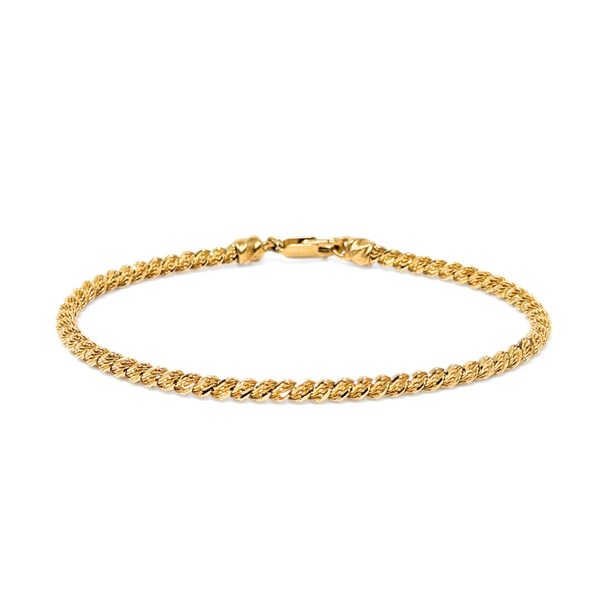17K Gold Diamond Cut 3.5mm Solid Rope Twist 8” Bracelet