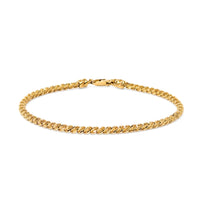 17K Gold Diamond Cut 3.5mm Solid Rope Twist 8” Bracelet