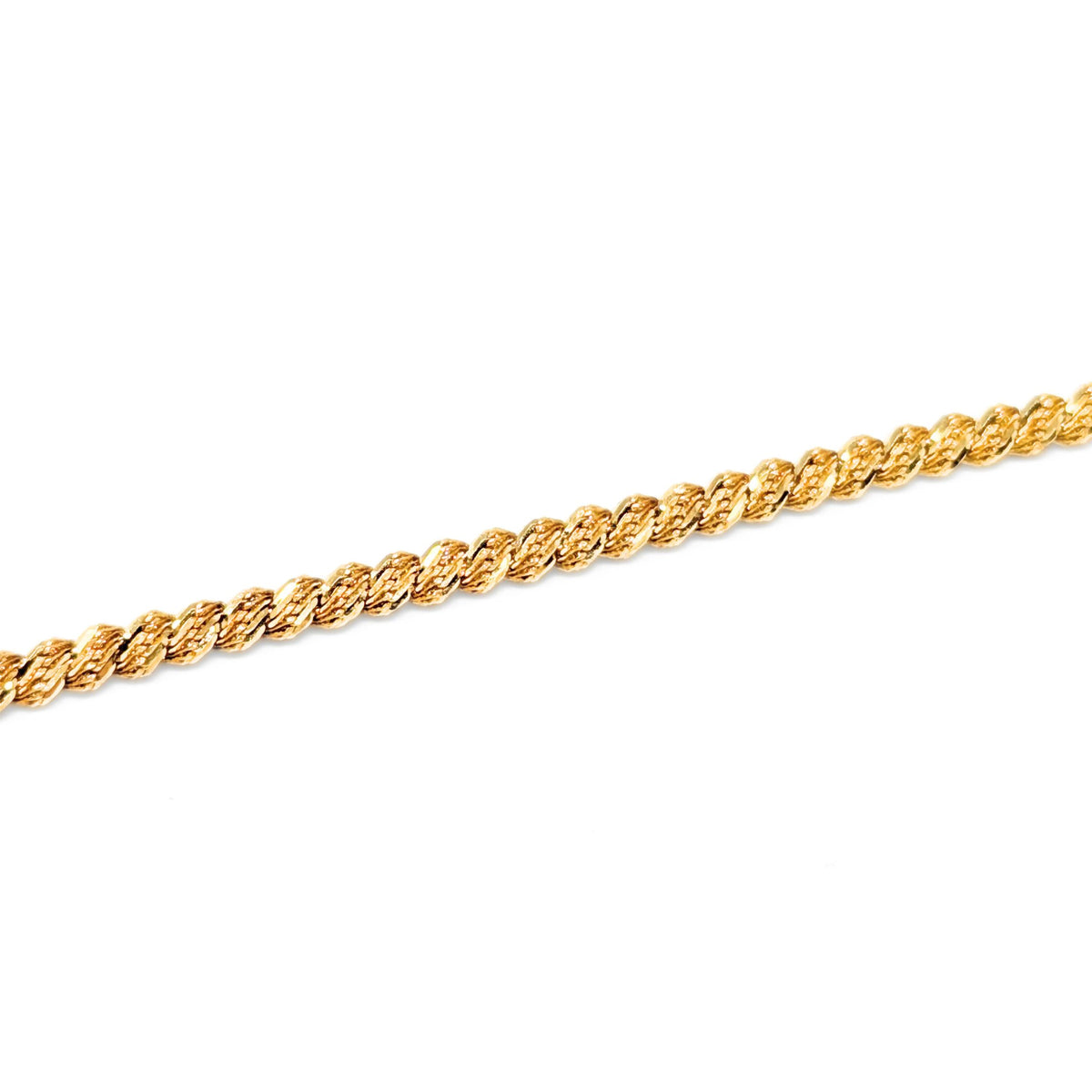 17K Gold Diamond Cut 3.5mm Solid Rope Twist 8” Bracelet