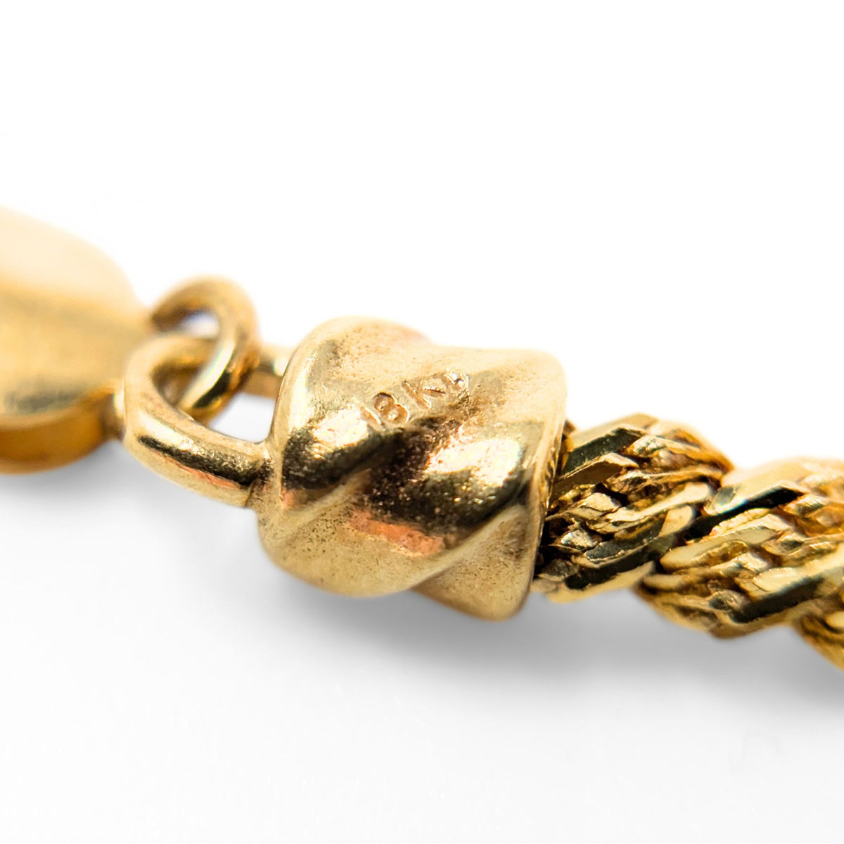 17K Gold Diamond Cut 3.5mm Solid Rope Twist 8” Bracelet