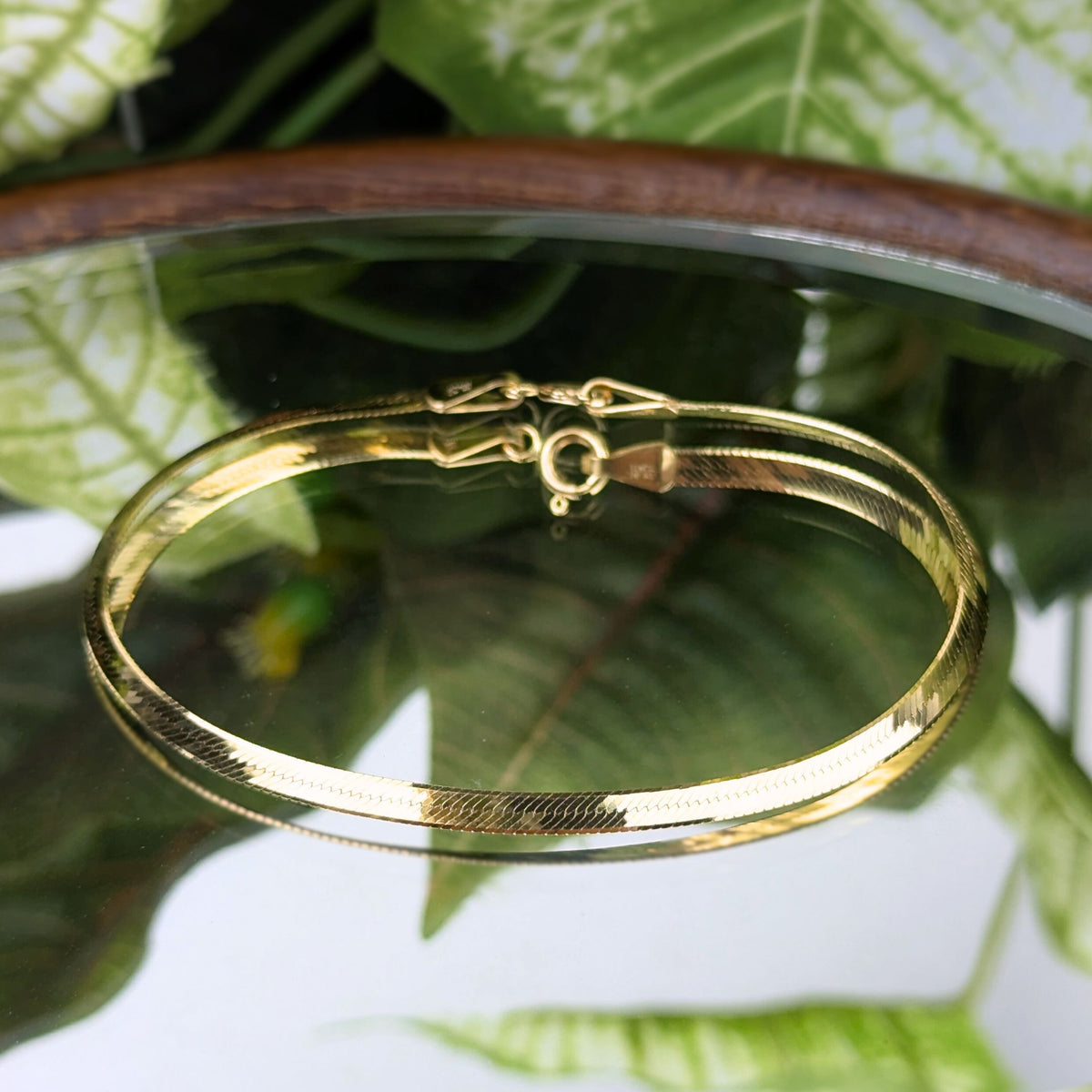 Italian 14K Gold 2.9mm 7” Herringbone Bracelet