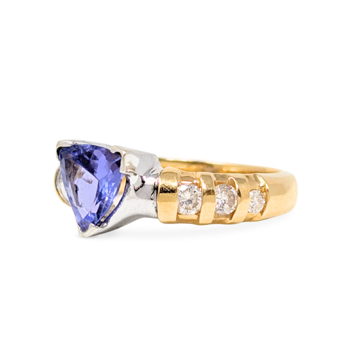 Le Vian 17K Gold 1ct Trillion Tanzanite & Diamond Ring - Size 7