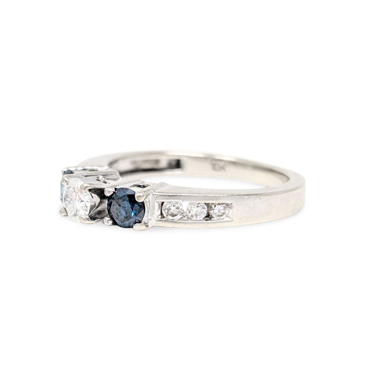 10K Gold .75tcw Blue & White Diamond Engagement Ring - Size 6
