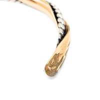 Vintage Handmade 9K Gold Bar & Sterling Rope Twisted Cuff Bracelet