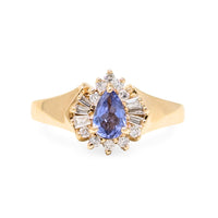 14K Gold Iolite & Diamond Ring - Size 7.25