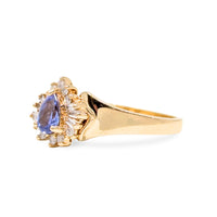 14K Gold Iolite & Diamond Ring - Size 7.25