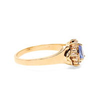 14K Gold Iolite & Diamond Ring - Size 7.25