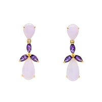 14K Gold Quartz & Amethyst Chandelier Earrings