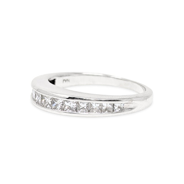 14K White Gold Princess Cut Diamond Anniversary Band - Size 6.25