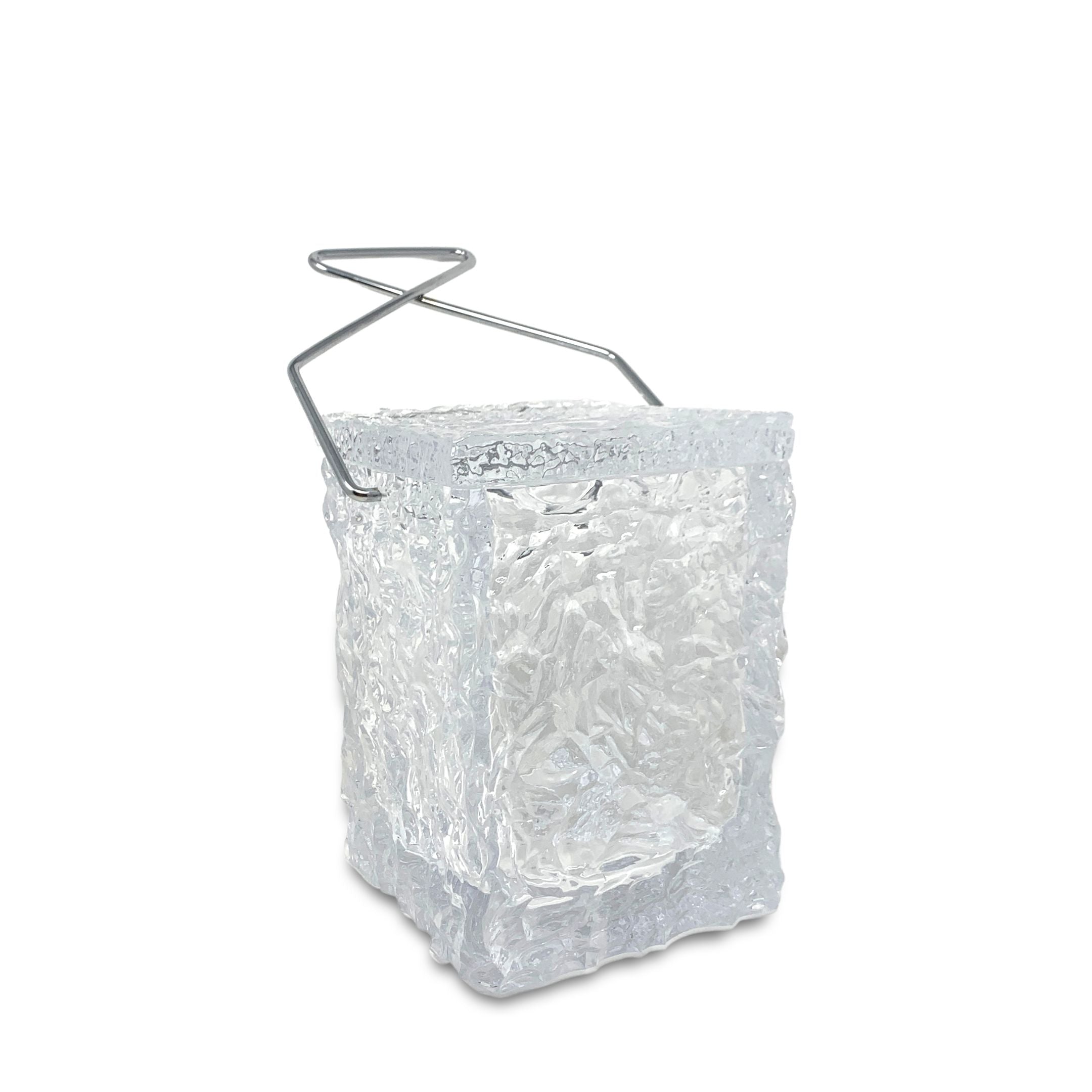 Mid-Century Ice Bucket in the Form of Ice Cube with Handle Formed as Ice  Tongs