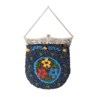 Antique Glass-Beaded Purse with Four-Hinged Frame
