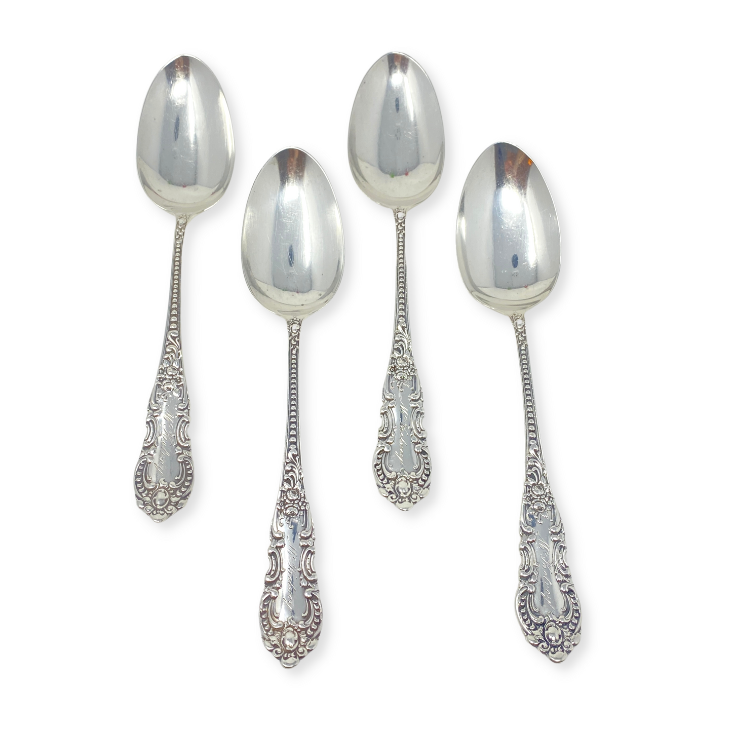 L. Sunderlin & Co. Sterling Silver Monogrammed Antique Serving Spoons (4)