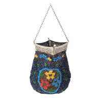 Antique Glass-Beaded Purse with Four-Hinged Frame