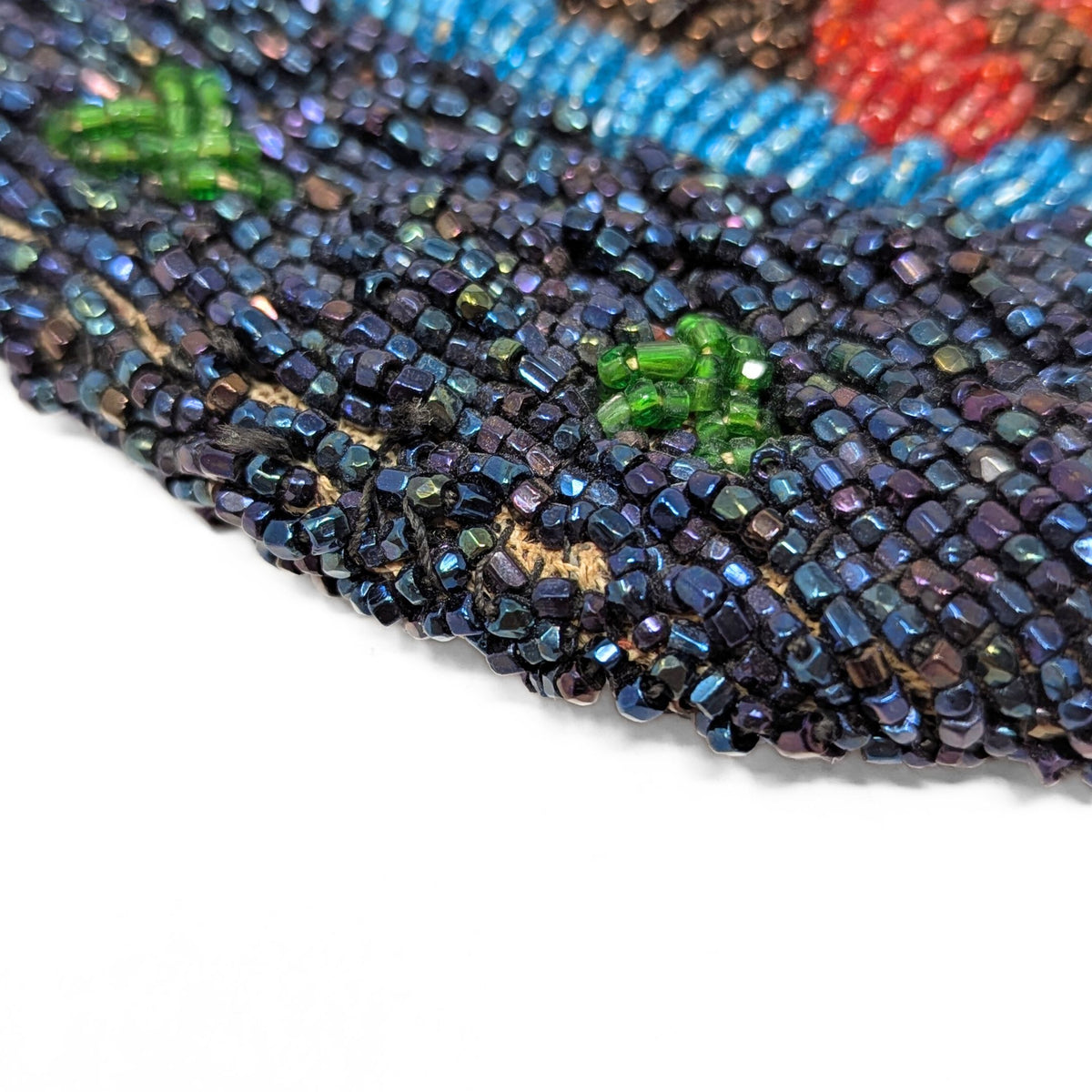 Antique Glass-Beaded Purse with Four-Hinged Frame