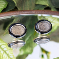 14K Gold & Black Enamel Victorian Mourning Hair Earrings