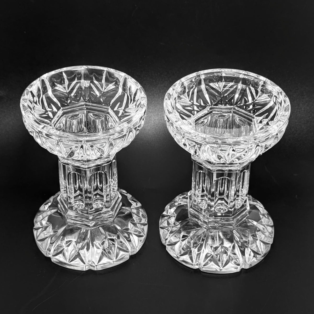 Waterford Crystal "Bethany" Pair of 5" Pillar Candle Holders