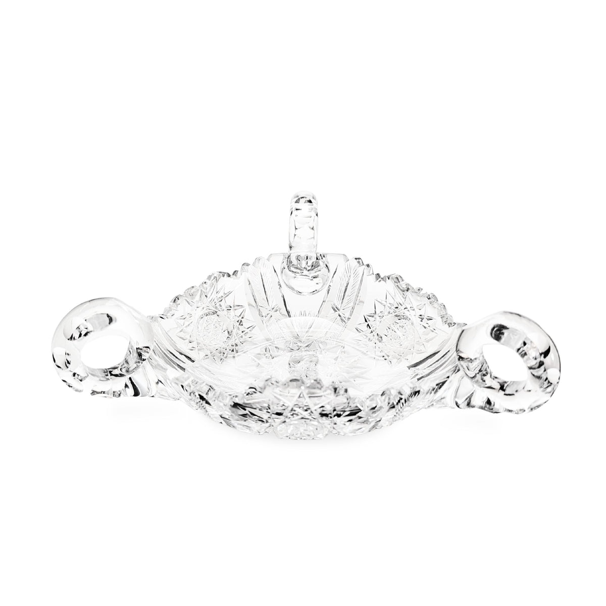 American Brilliant Period Cut Glass 3-Handled Nappy