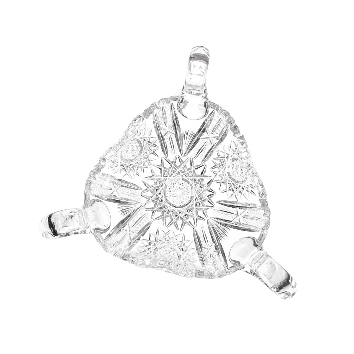 American Brilliant Period Cut Glass 3-Handled Nappy