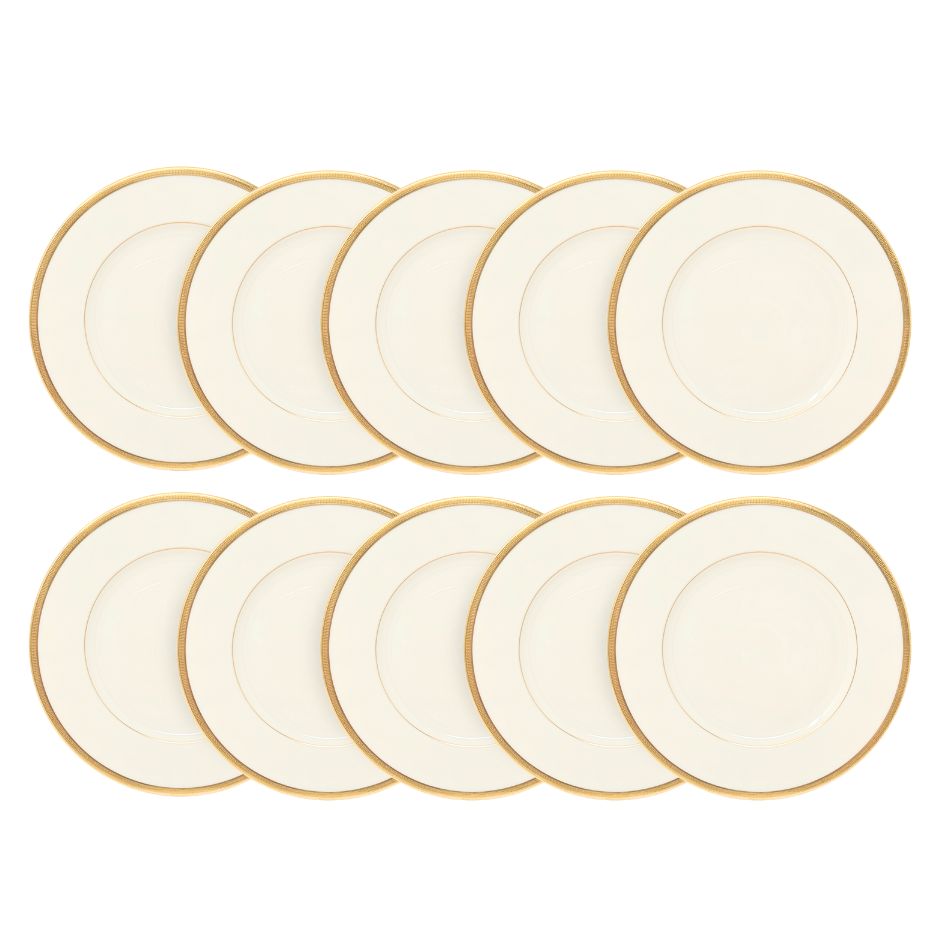 Lenox "Tuxedo" Set of 10 Salad Plates (Gold Backstamp)