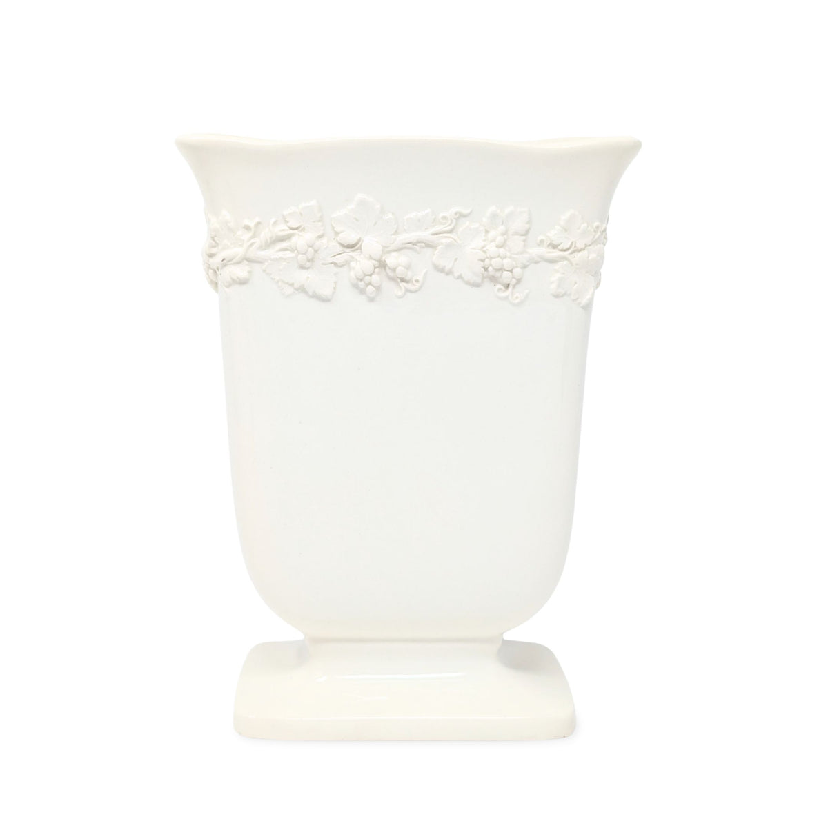 Wedgwood Queensware Cream on Cream 8" Rectangular Footed Vase