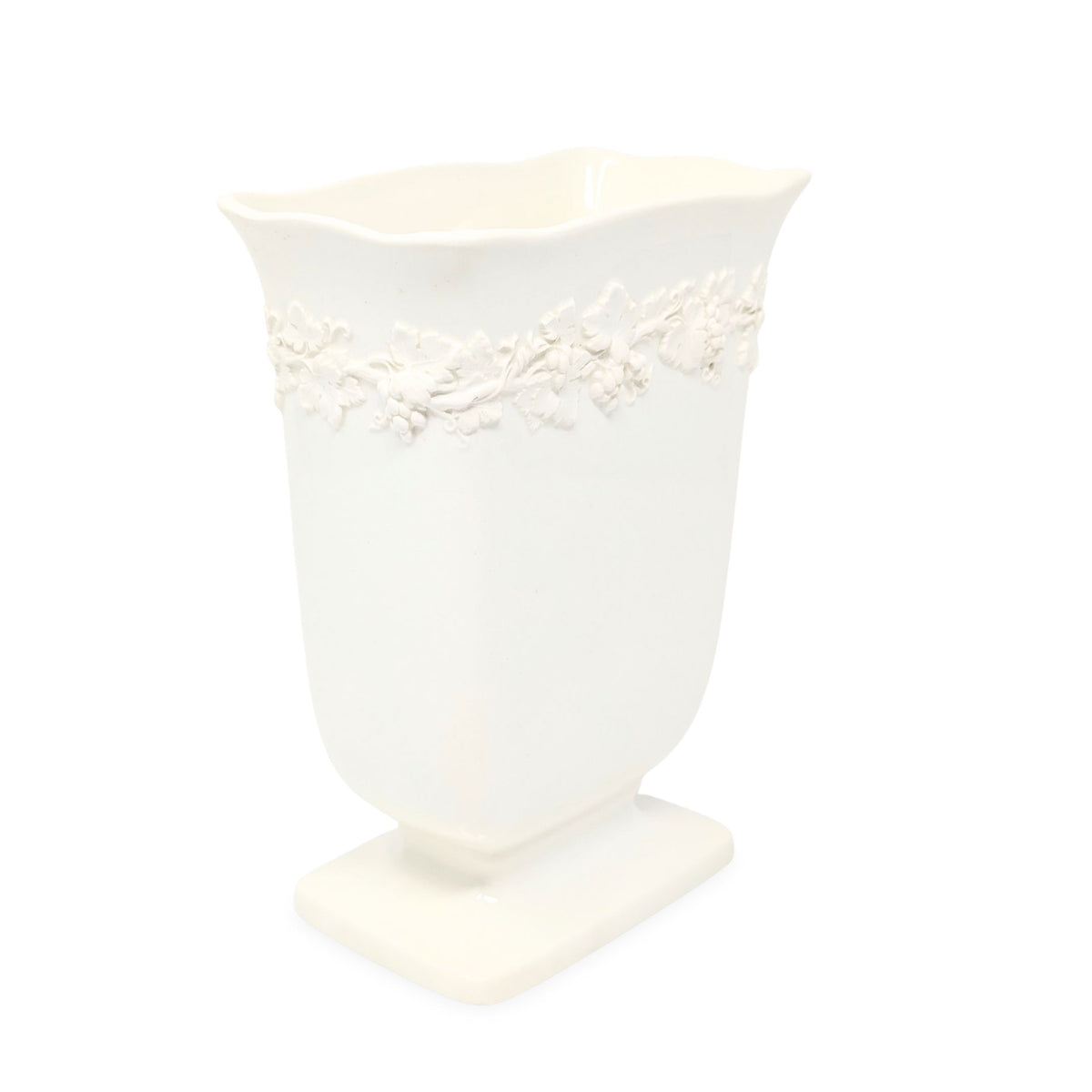 Wedgwood Queensware Cream on Cream 8" Rectangular Footed Vase