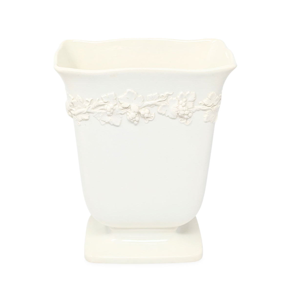 Wedgwood Queensware Cream on Cream 8" Rectangular Footed Vase