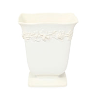 Wedgwood Queensware Cream on Cream 8" Rectangular Footed Vase