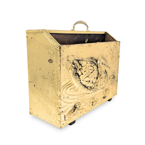 English Ducks Swimming Vintage Brass Magazine Rack