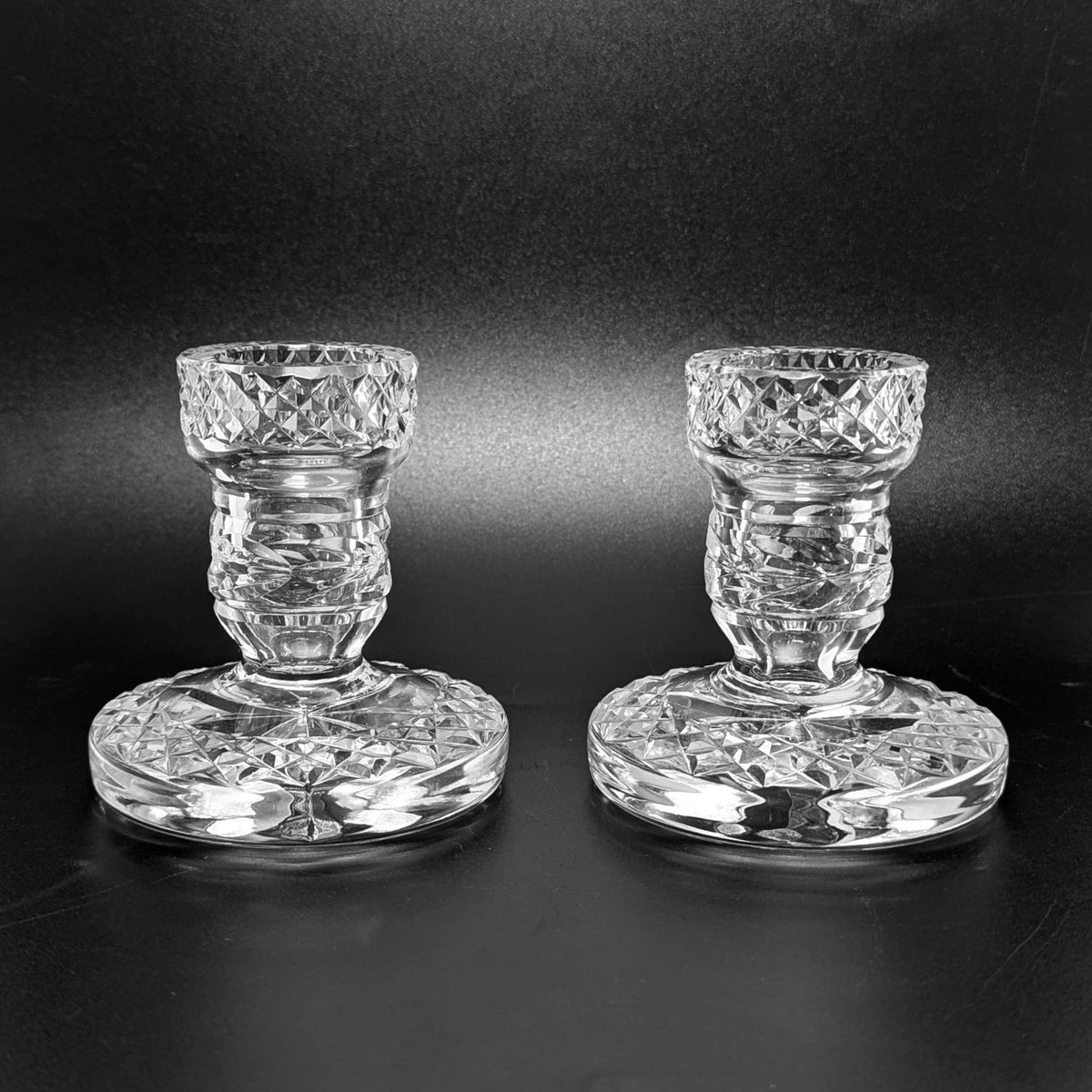 Waterford "Glandore" Pair of 3" Single Light Crystal Candlesticks
