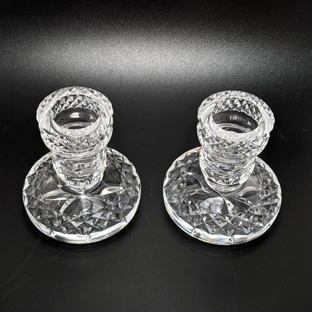 Waterford "Glandore" Pair of 3" Single Light Crystal Candlesticks