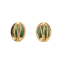 14K Gold Oval Jade Earrings