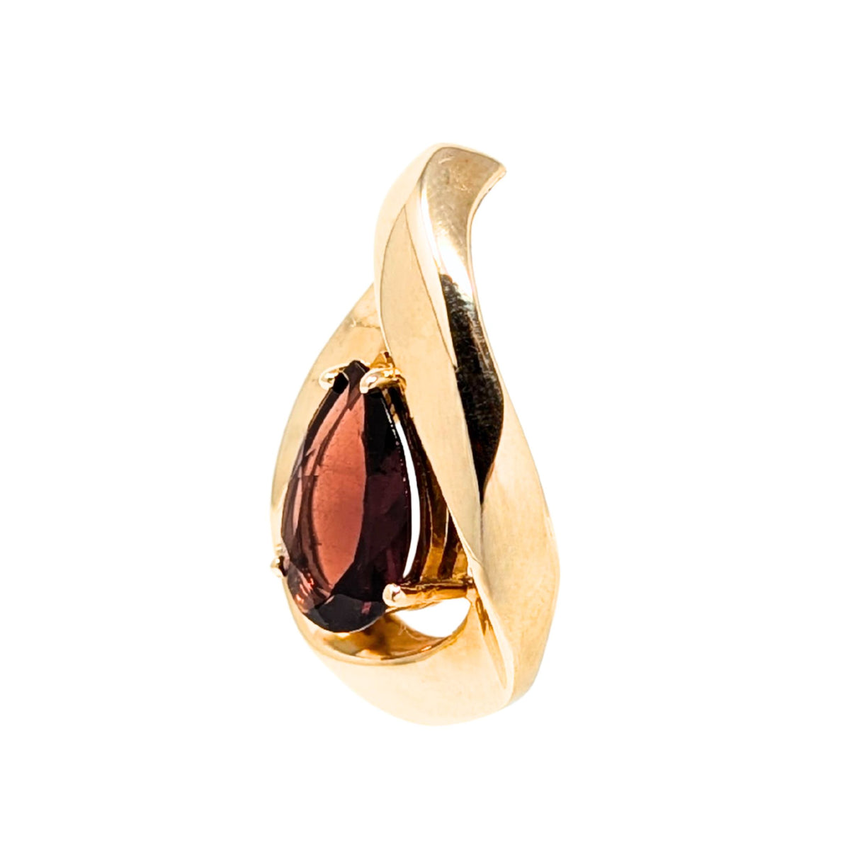 10K Gold Garnet Teardrop Slide Pendant