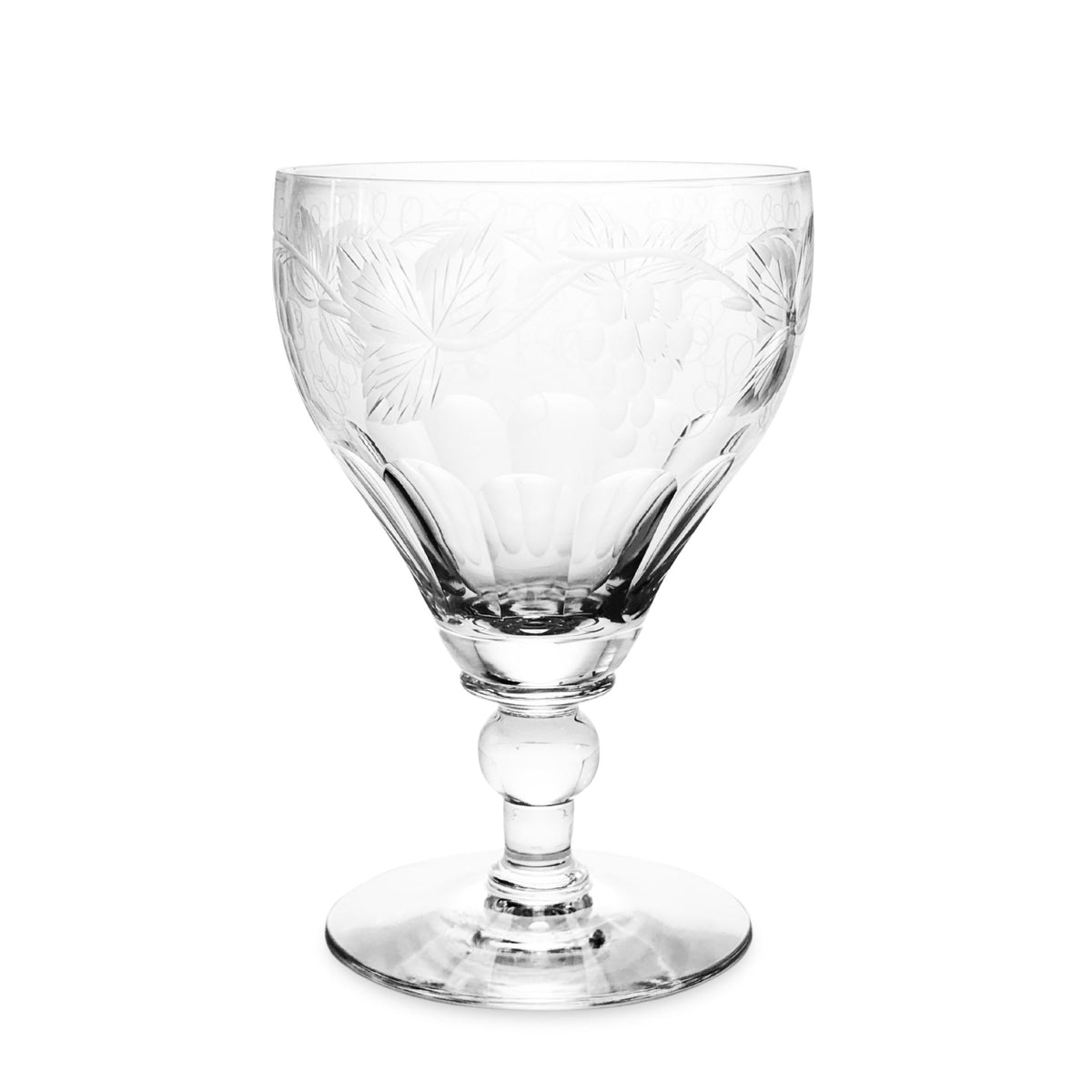 Pairpoint Glass Water Goblets w/ Etched Grapes, Vines & Leaves (9)