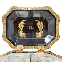 19th Century Chinese Lacquered Tea Caddy w/Pewter Inner Containers