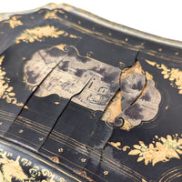 19th Century Chinese Lacquered Tea Caddy w/Pewter Inner Containers