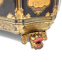 19th Century Chinese Lacquered Tea Caddy w/Pewter Inner Containers