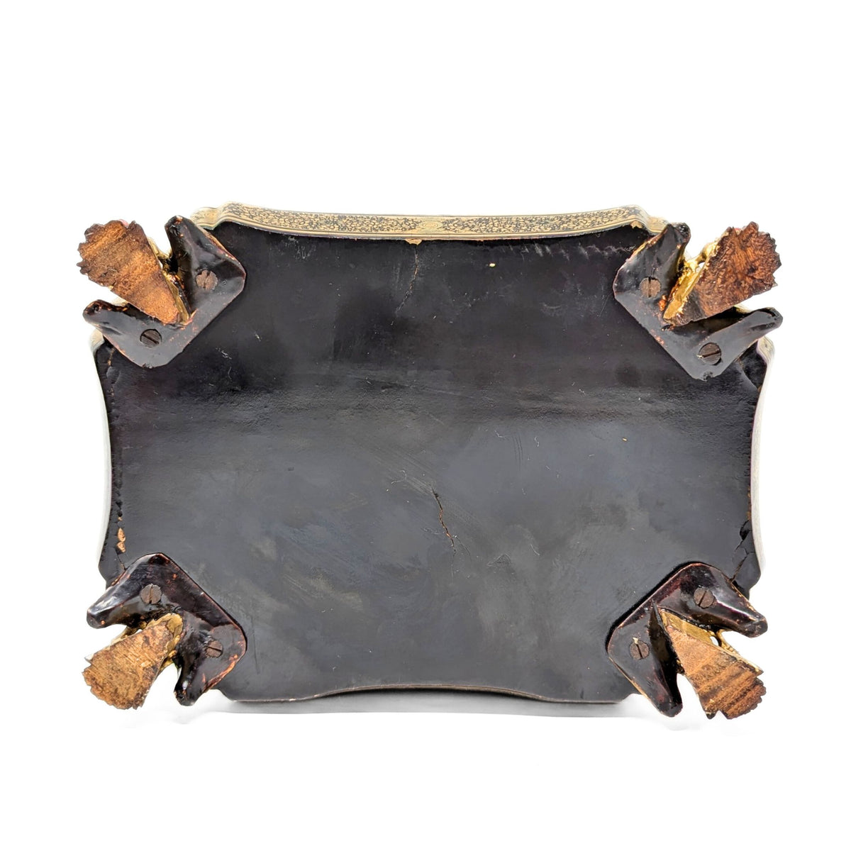 19th Century Chinese Lacquered Tea Caddy w/Pewter Inner Containers