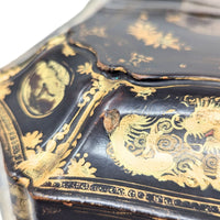 19th Century Chinese Lacquered Tea Caddy w/Pewter Inner Containers