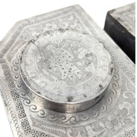 19th Century Chinese Lacquered Tea Caddy w/Pewter Inner Containers