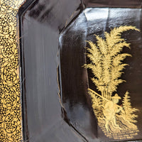 19th Century Chinese Lacquered Tea Caddy w/Pewter Inner Containers