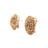 14K Gold Starburst Omega Back Button Earrings